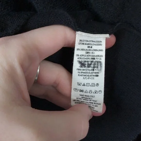 Free People Linen Cotton Coastal Whimsigoth Boho Dark Gypsy Festival Sweater M - Picture 8 of 9